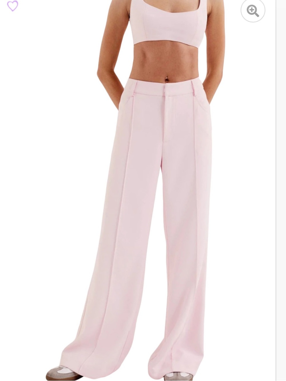 For Love And Lemons Pale Pink Wide-Leg Dress Pants